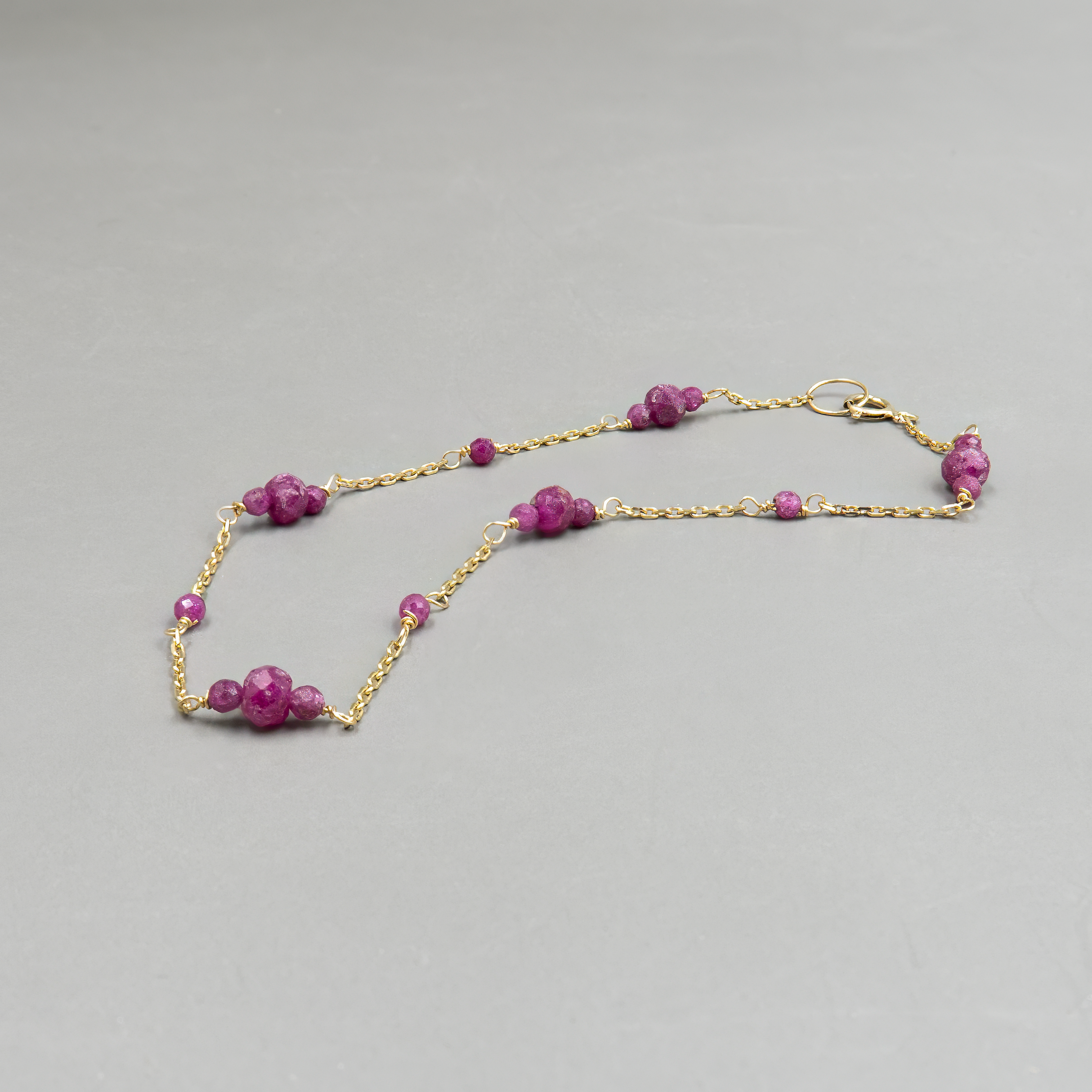 14K gold necklace with rubies