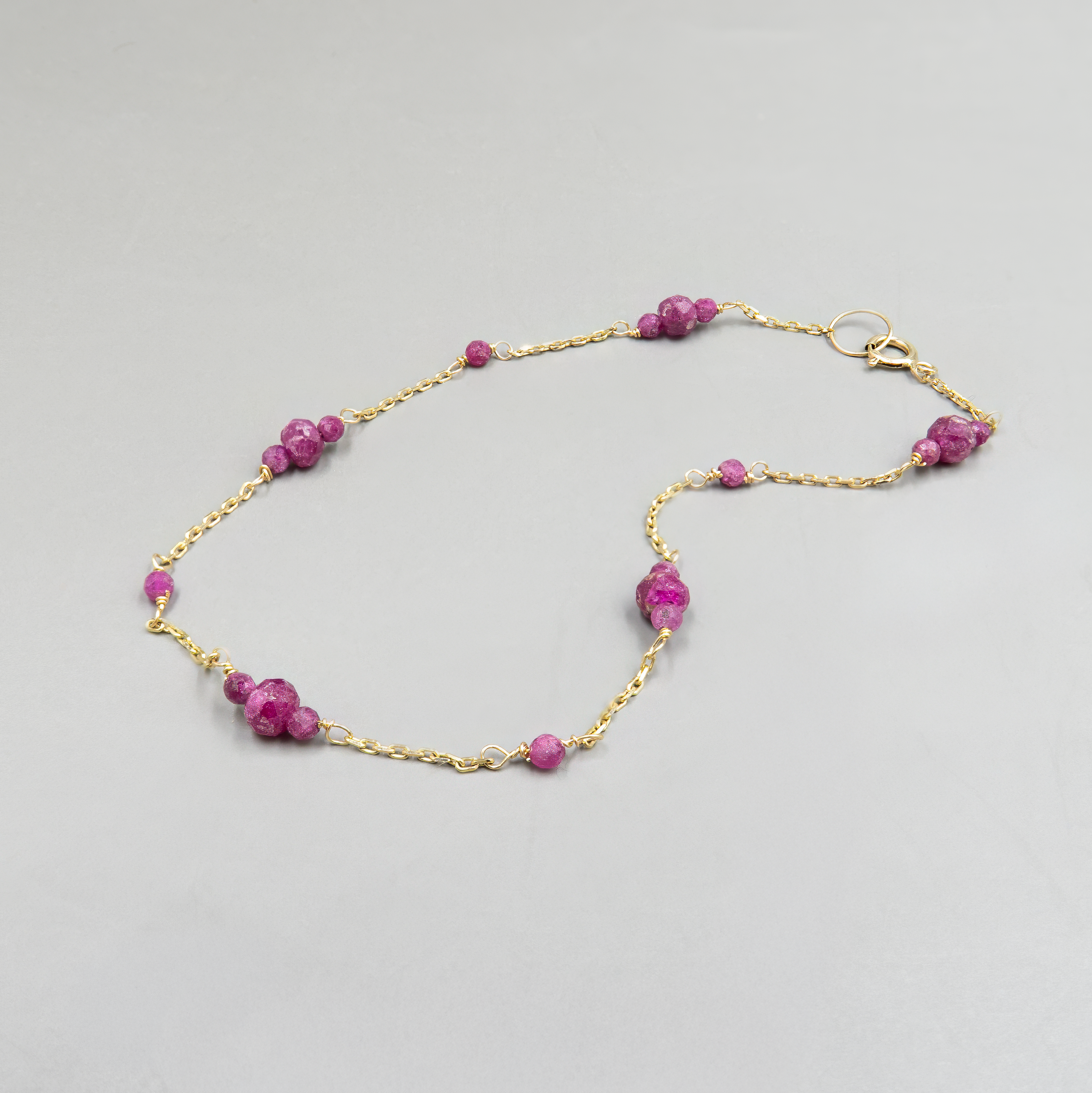 14K gold necklace with rubies