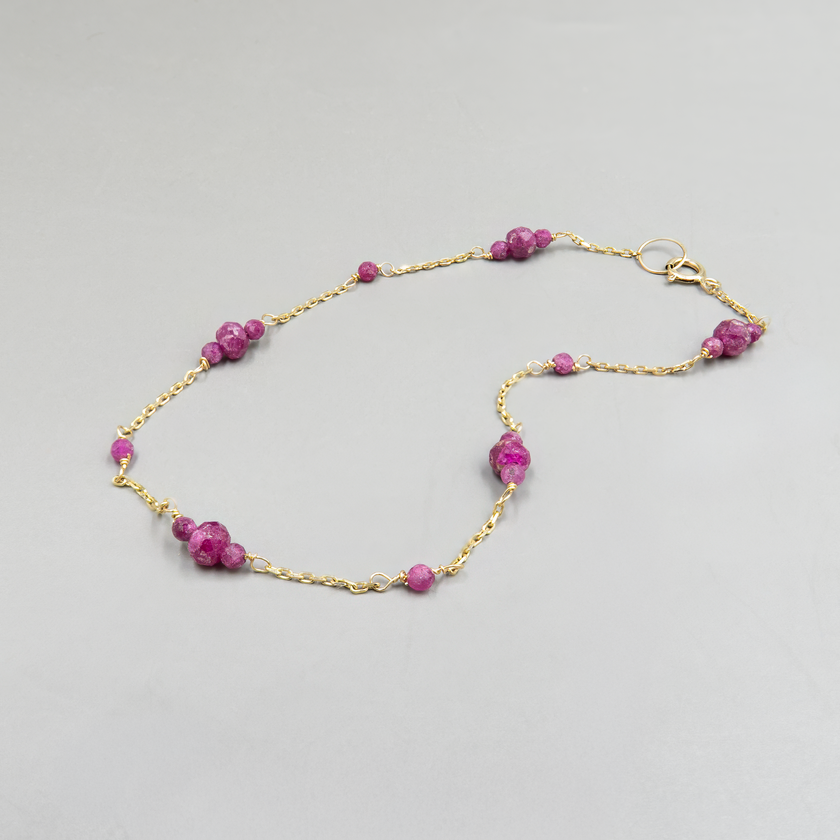 14K gold necklace with rubies