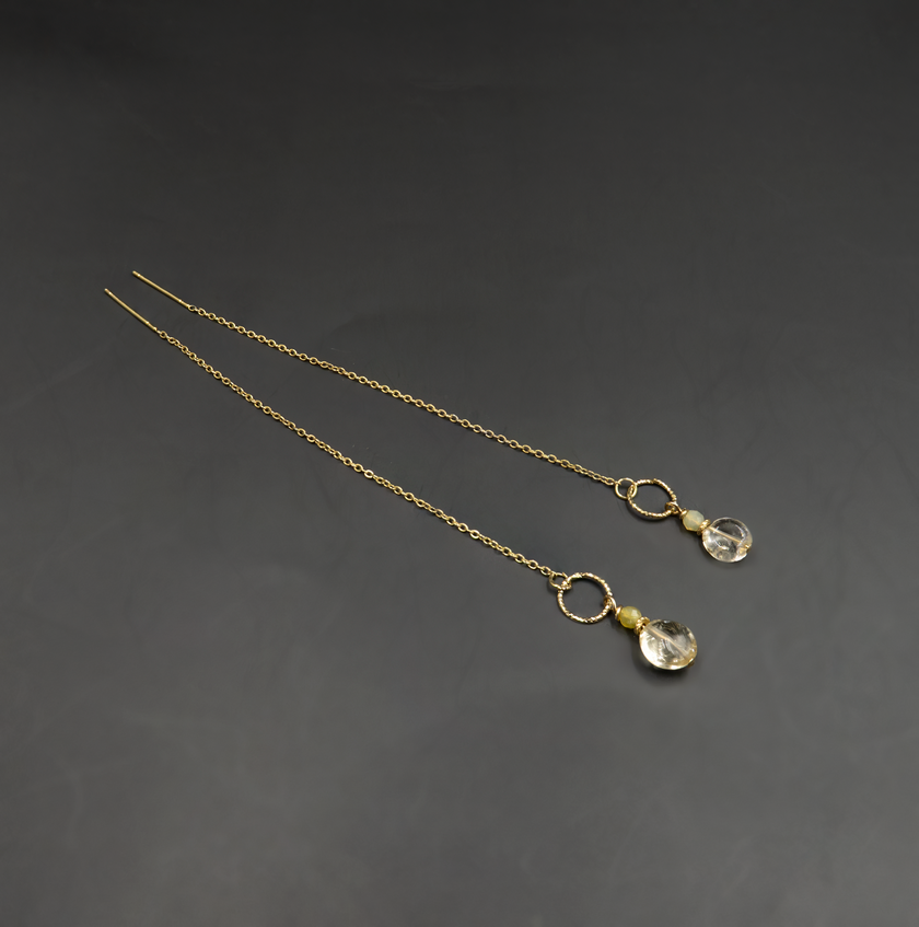 עגילי זהב 14 קראט עם טופז ואופל