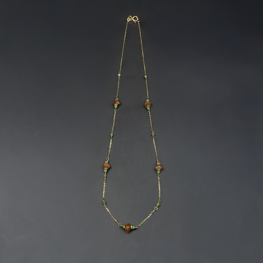 שרשרת זהב 14 קראט עם סנסטון ורובי זוייסייט