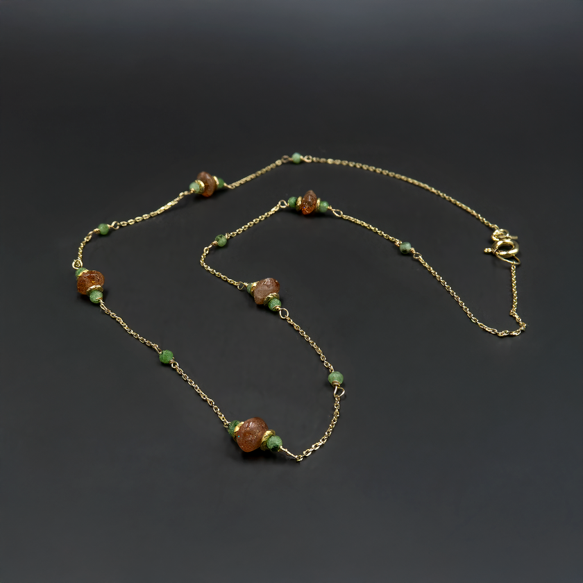 שרשרת זהב 14 קראט עם סנסטון ורובי זוייסייט