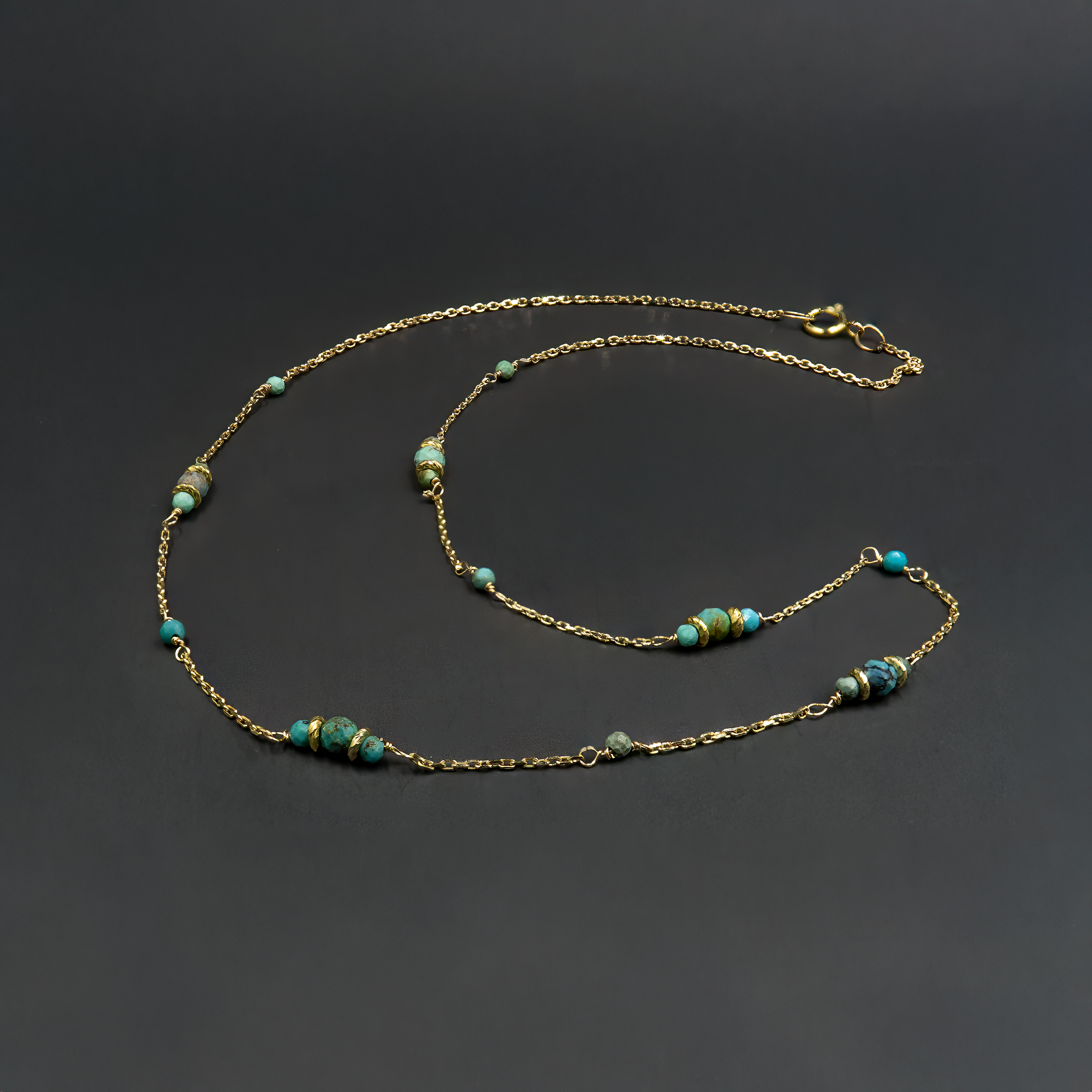 14k gold necklace with turquoise