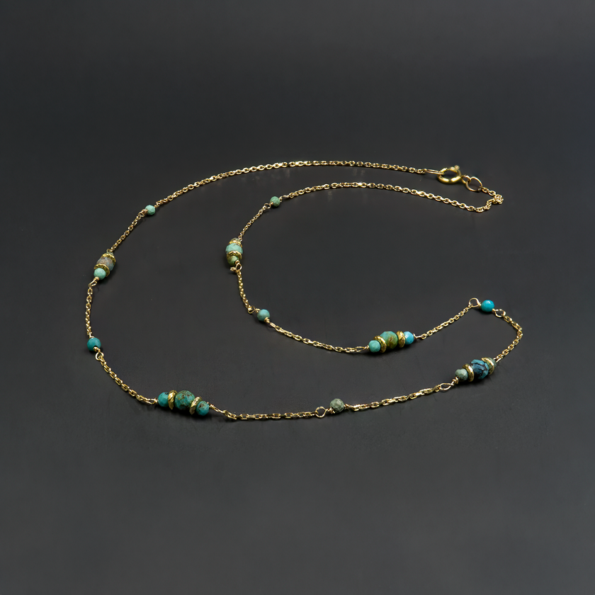 14k gold necklace with turquoise