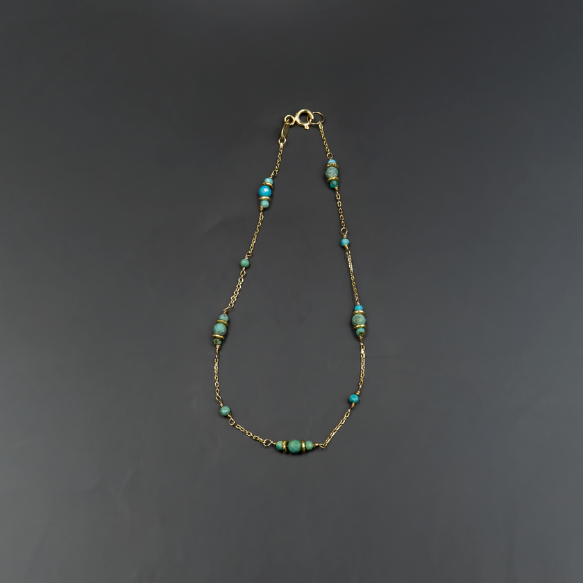 צמיד זהב 14 קראט עם טורקיז