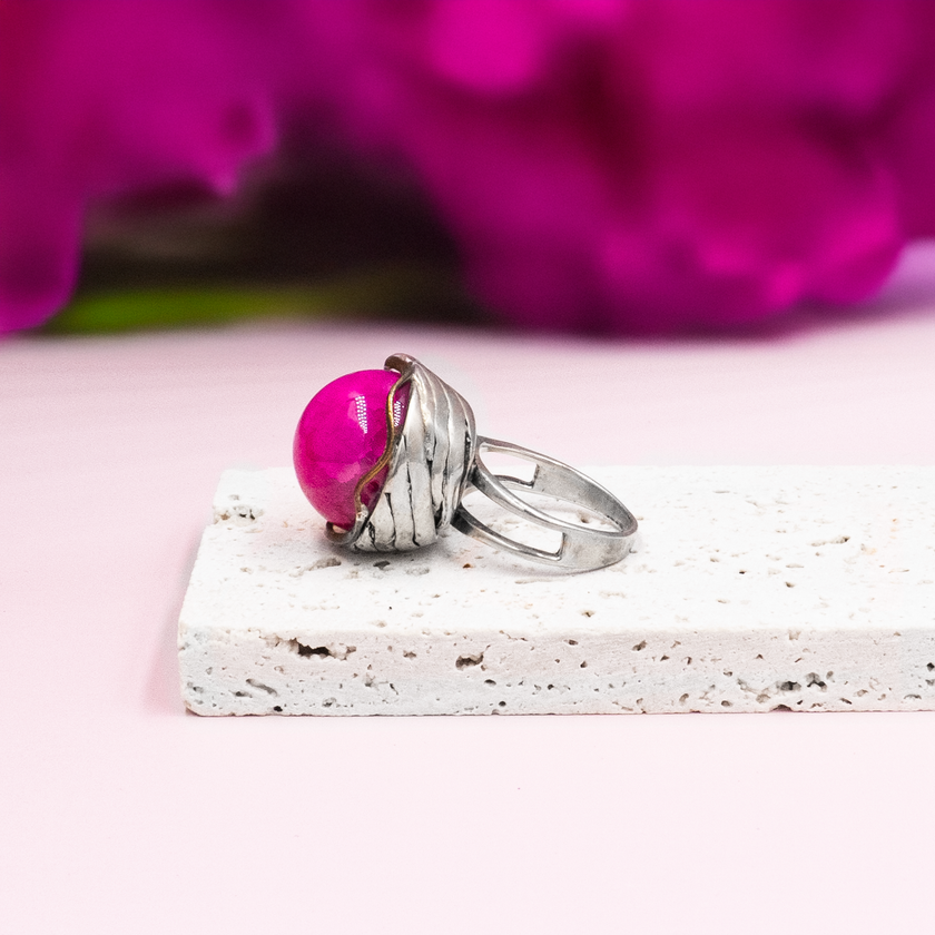 925 silver ring with green agate