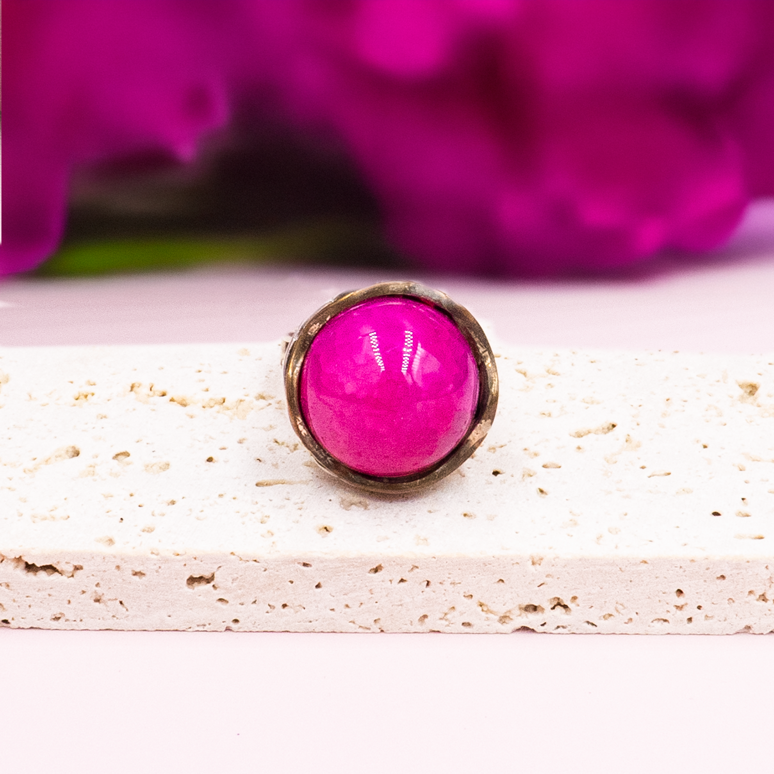 925 silver ring with green agate