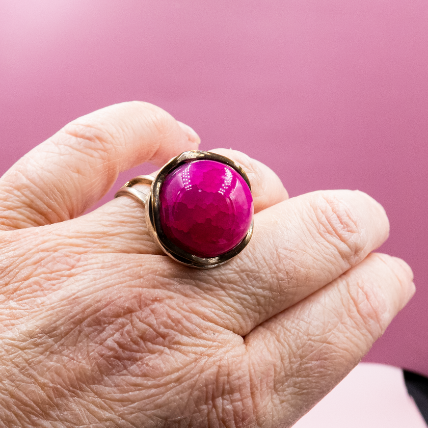 925 silver ring with green agate