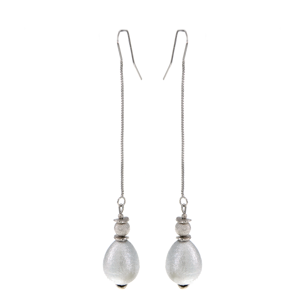 עגילים עם פנינת כותנה