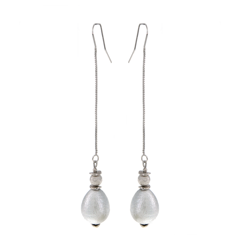 עגילים עם פנינת כותנה