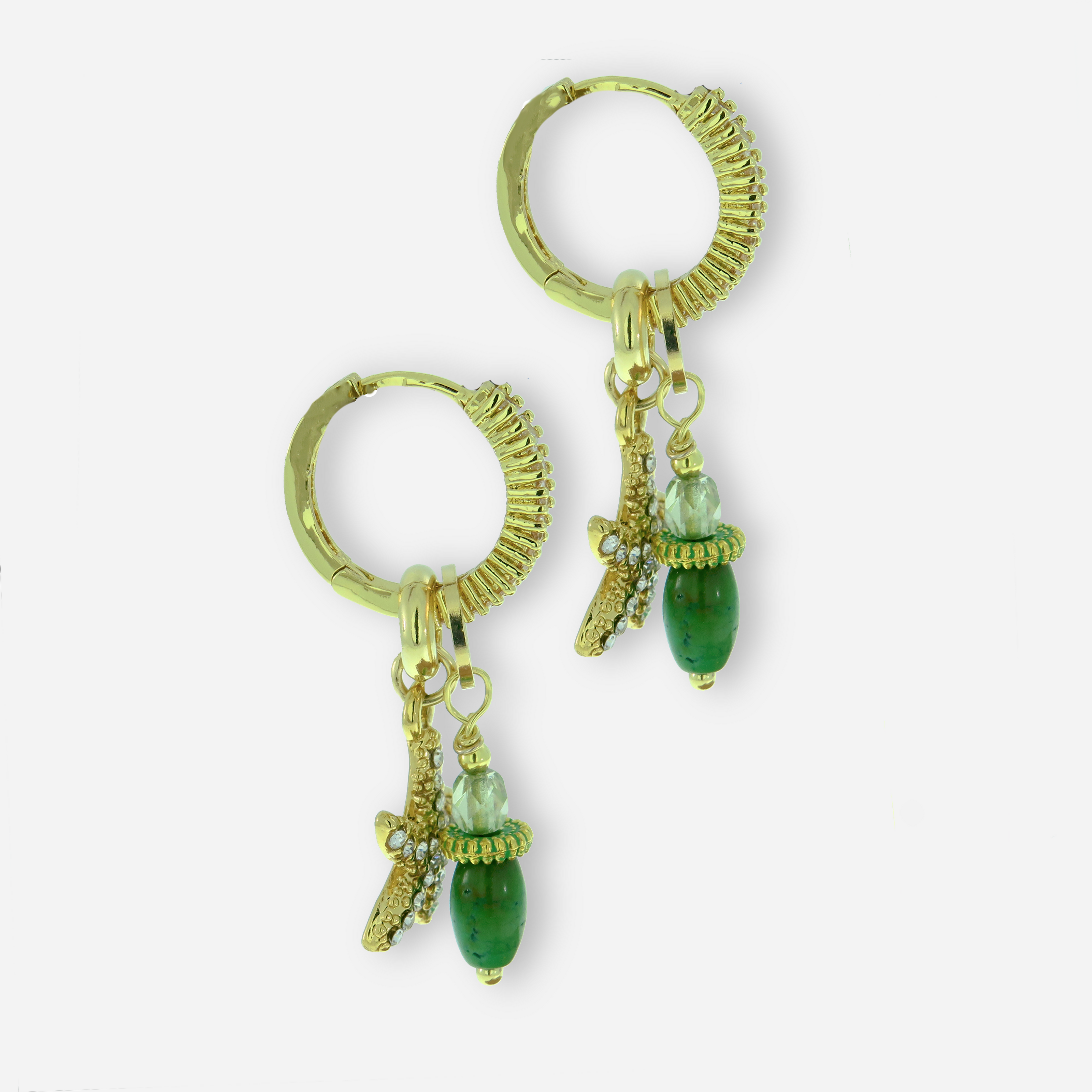 Earrings and necklace with 2 charms