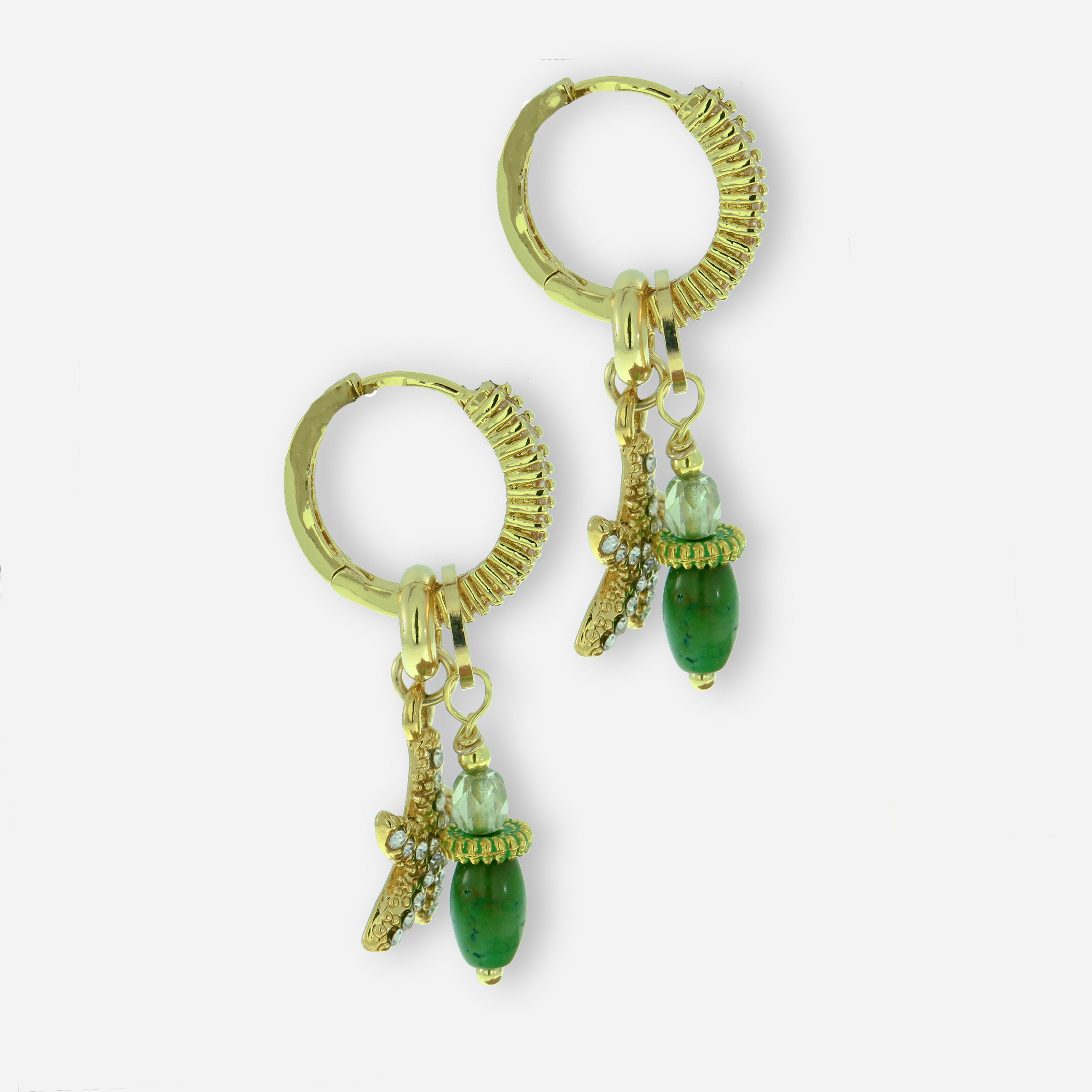 Earrings and necklace with 2 charms