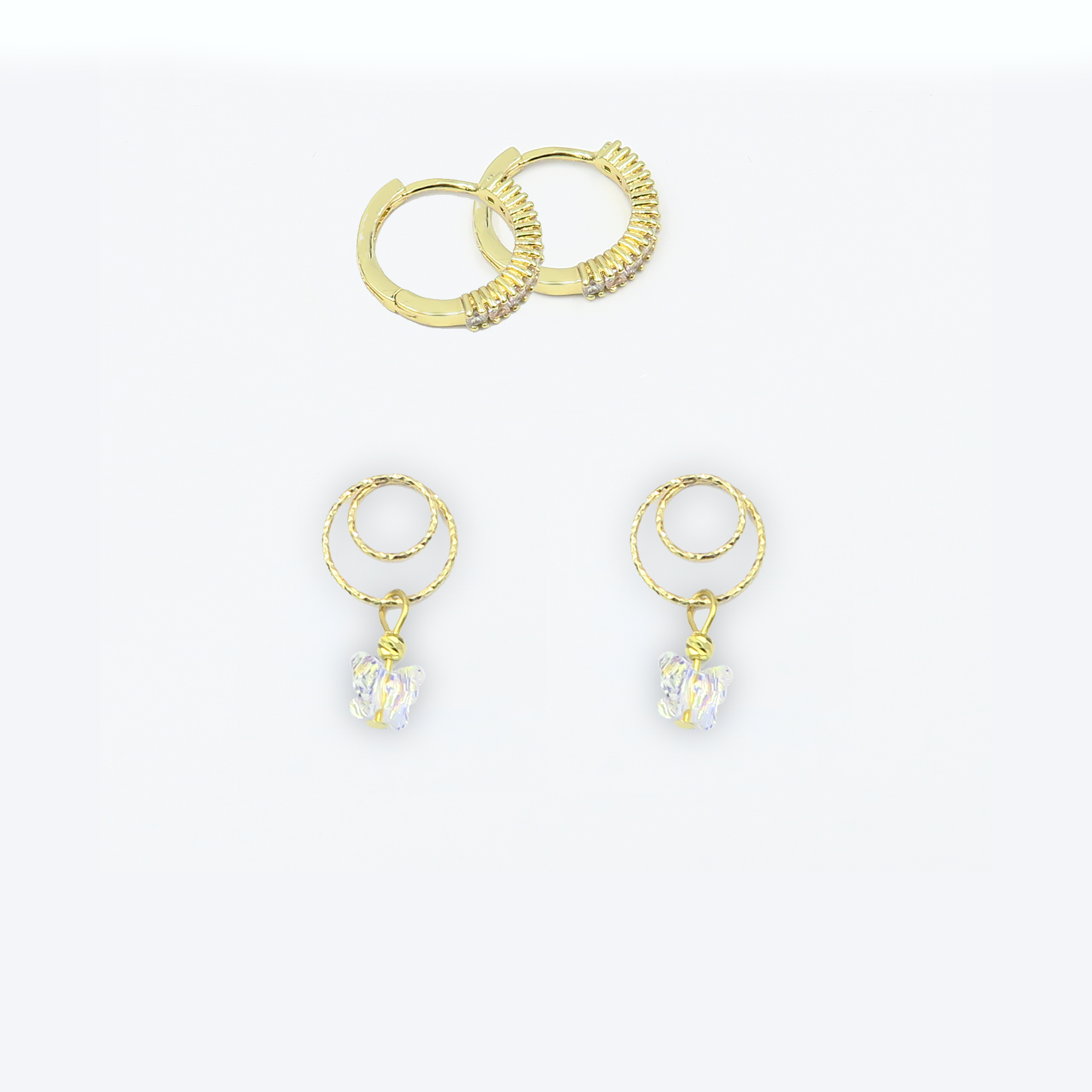 עגילים עם צ'ארמים - פרפרים