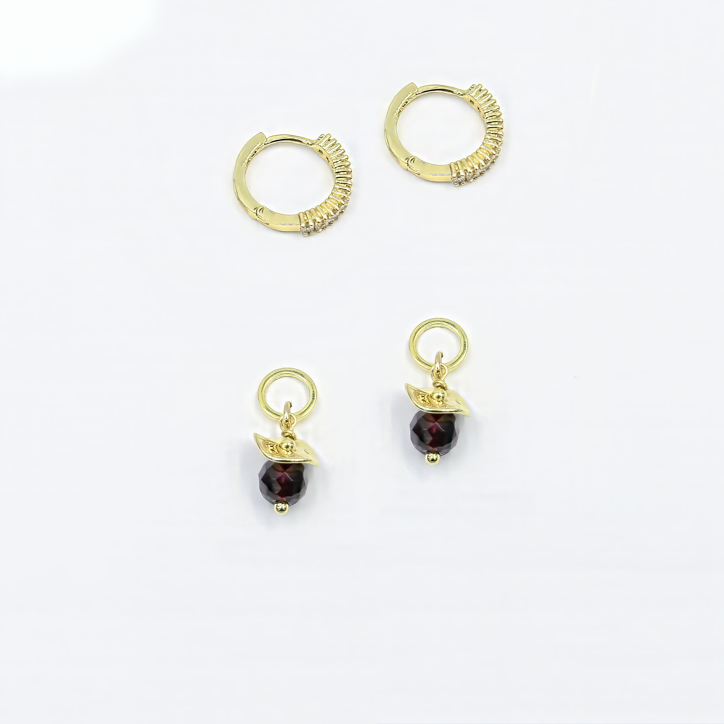 Sabrina עגילים ושרשרת עם 4 תליונים