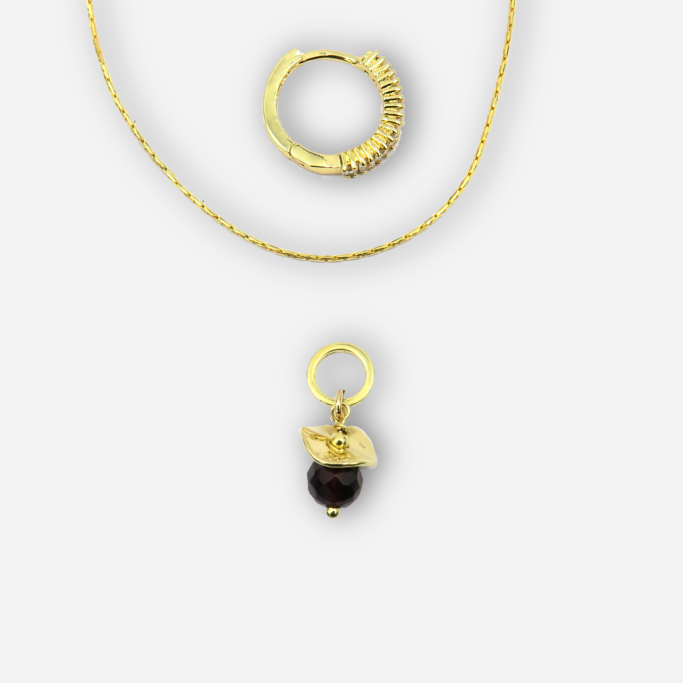 Sabrina עגילים ושרשרת עם 4 תליונים