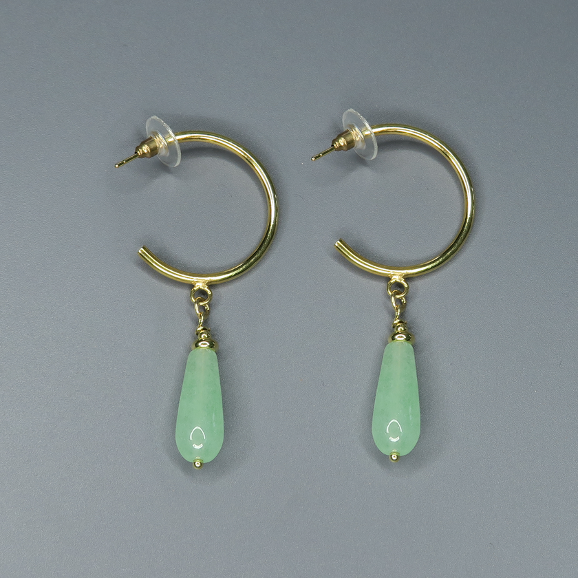 Silver earrings with a drop of amazonite