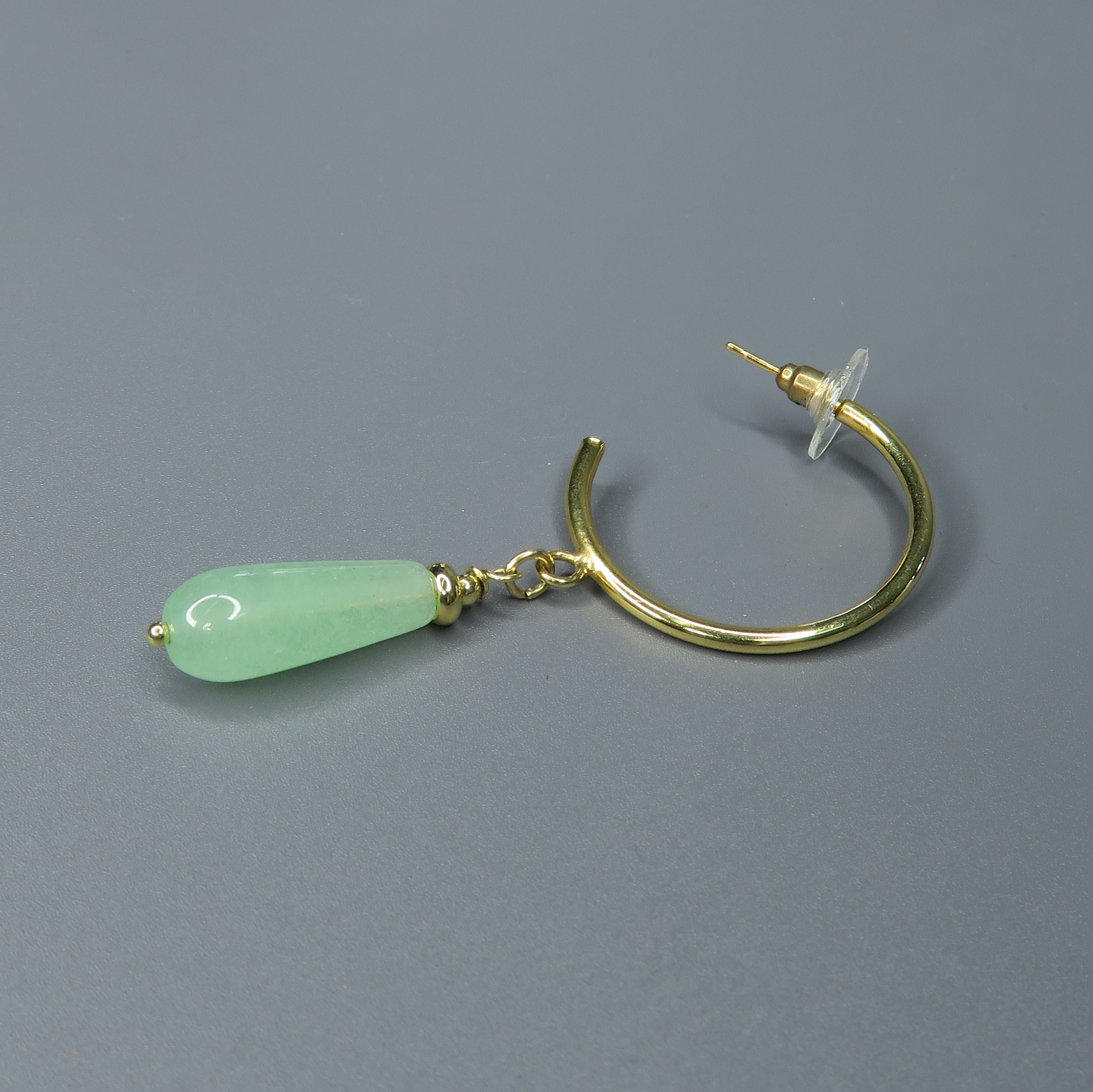 Silver earrings with a drop of amazonite