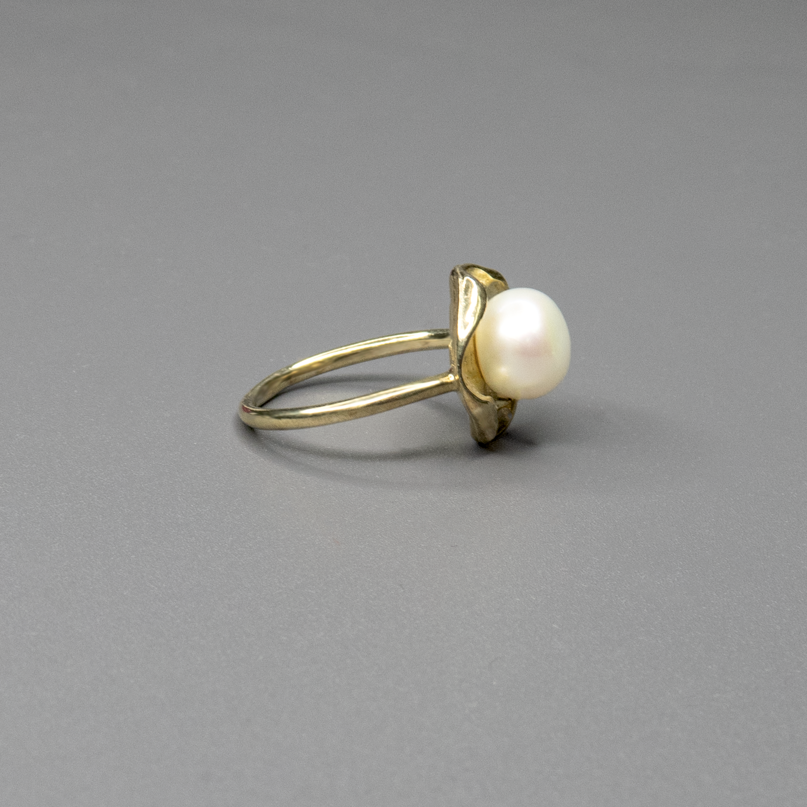 טבעת כסף עם פנינה