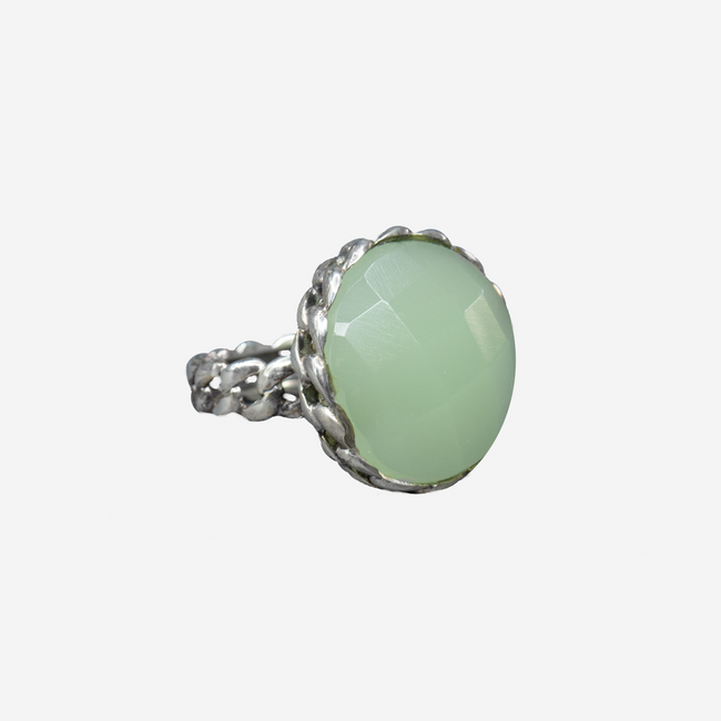 A special silver ring with a green opalite