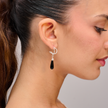 Omega silver earrings with onyx drops