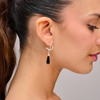 Omega silver earrings with onyx drops