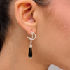 Omega silver earrings with onyx drops