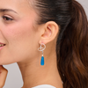 Silver earrings with a drop of blue agate