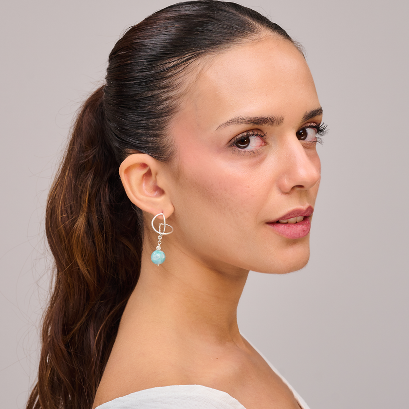 עגילי כסף אומגה עם אמזנייט