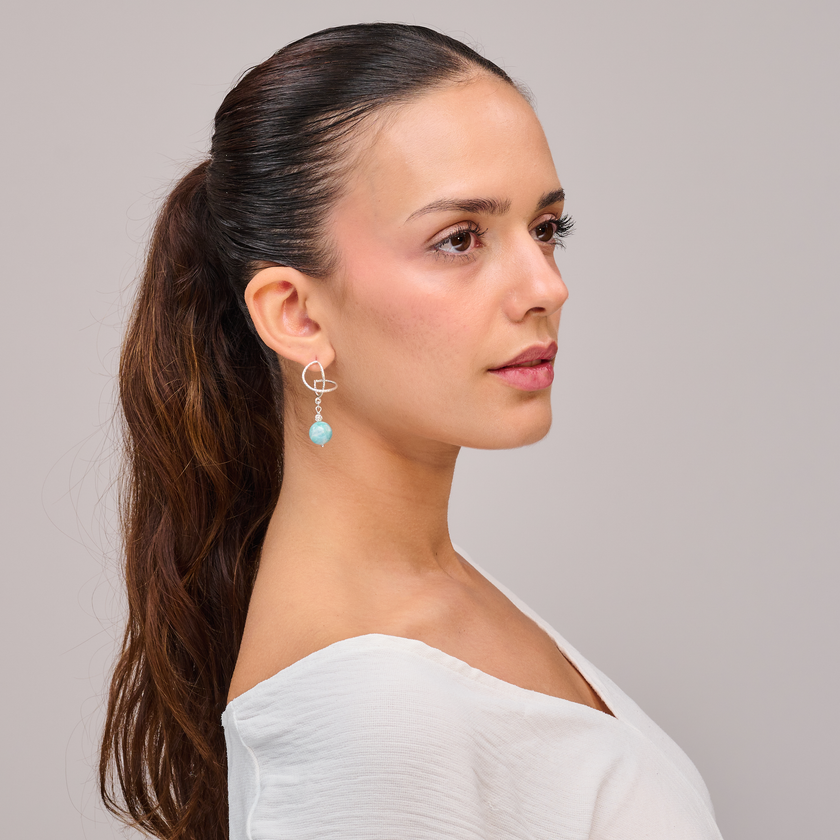 עגילי כסף אומגה עם אמזנייט