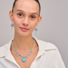 Light blue opalite necklace with flower pendant