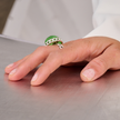 טבעת כסף מיוחדת עם אופליט בגוון ירוק עמוק