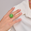 טבעת כסף מיוחדת עם אופליט בגוון ירוק עמוק