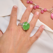 טבעת כסף מיוחדת עם אופליט בגוון ירוק עמוק
