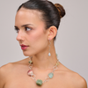 Silver necklace with pliorite stones, rose quartz, amethyst