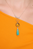 Silver necklace and pendant with opalite topaz and amazonite