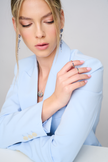Long and delicate luxurious silver earrings in sapphire shades