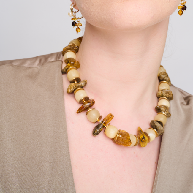 Amber and citrine necklace