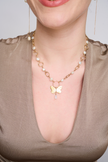 Pearl necklace with butterfly