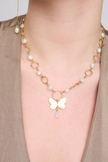 Pearl necklace with butterfly