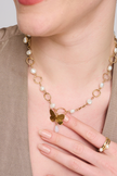 Pearl necklace with butterfly