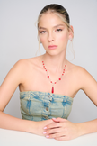 Delicate sterling silver and coral necklace
