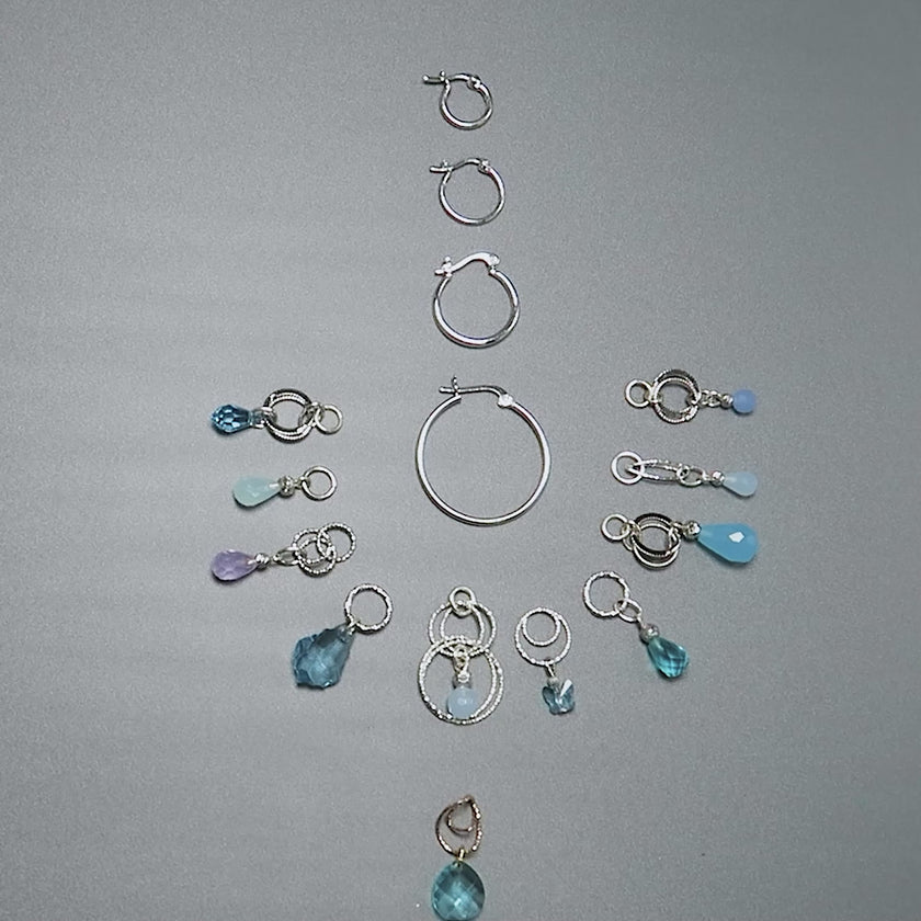 Vered set of earrings with apatite charms and pink tourmaline