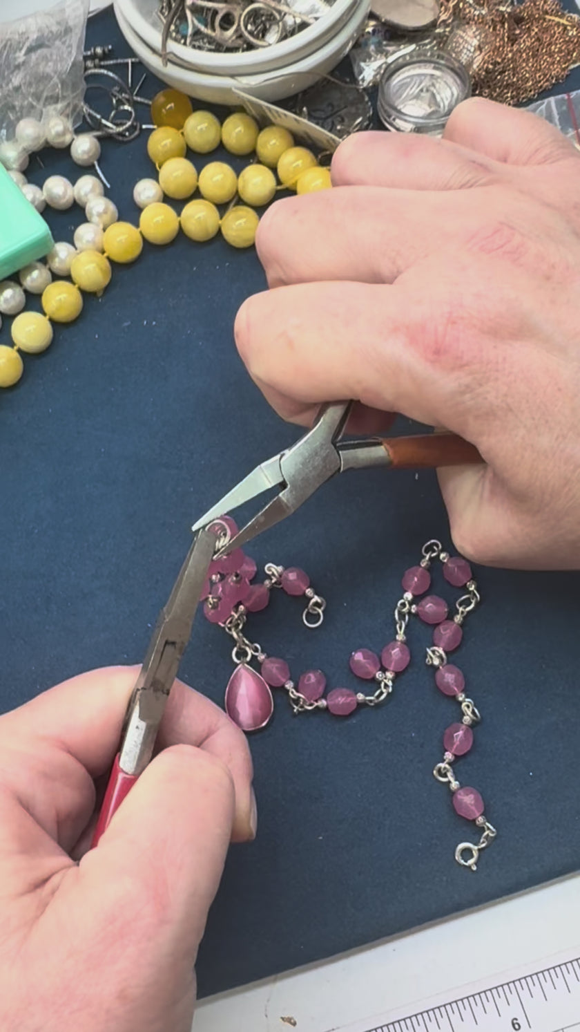 Pink Cat's Eye Opalite Necklace