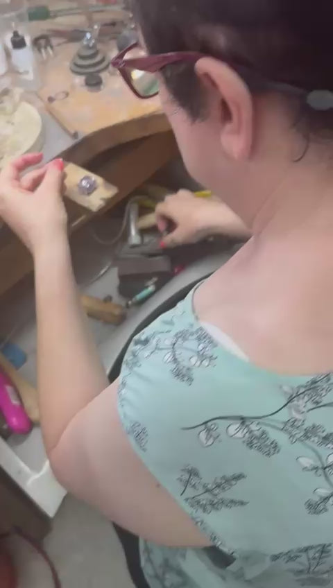 Silver earrings with a drop of amazonite