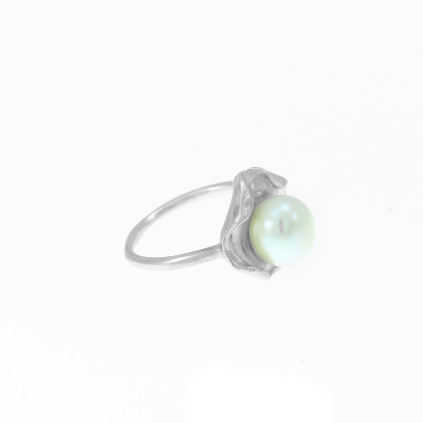 טבעת כסף עם פנינה