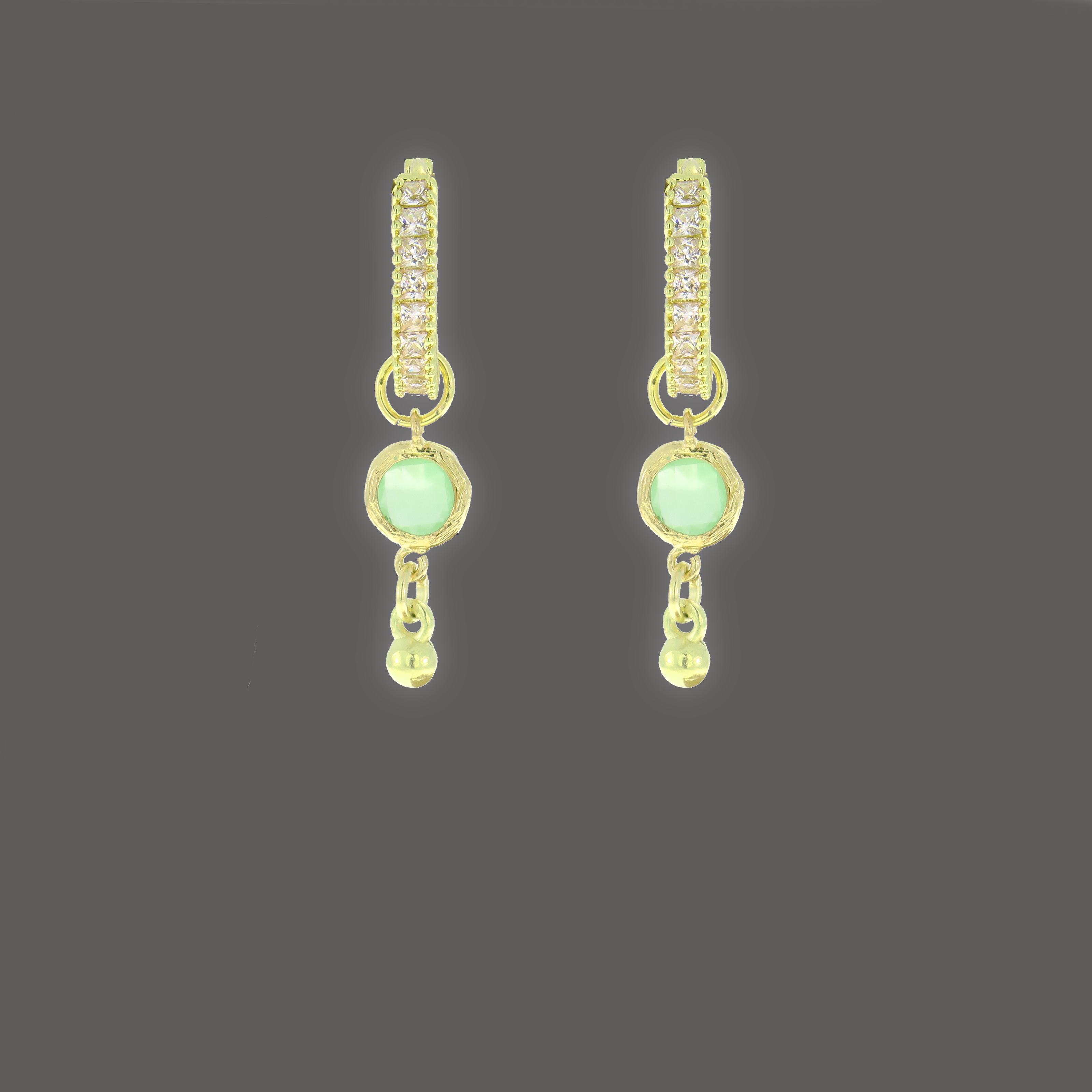 Helga hoop earrings with green zirconia pendants