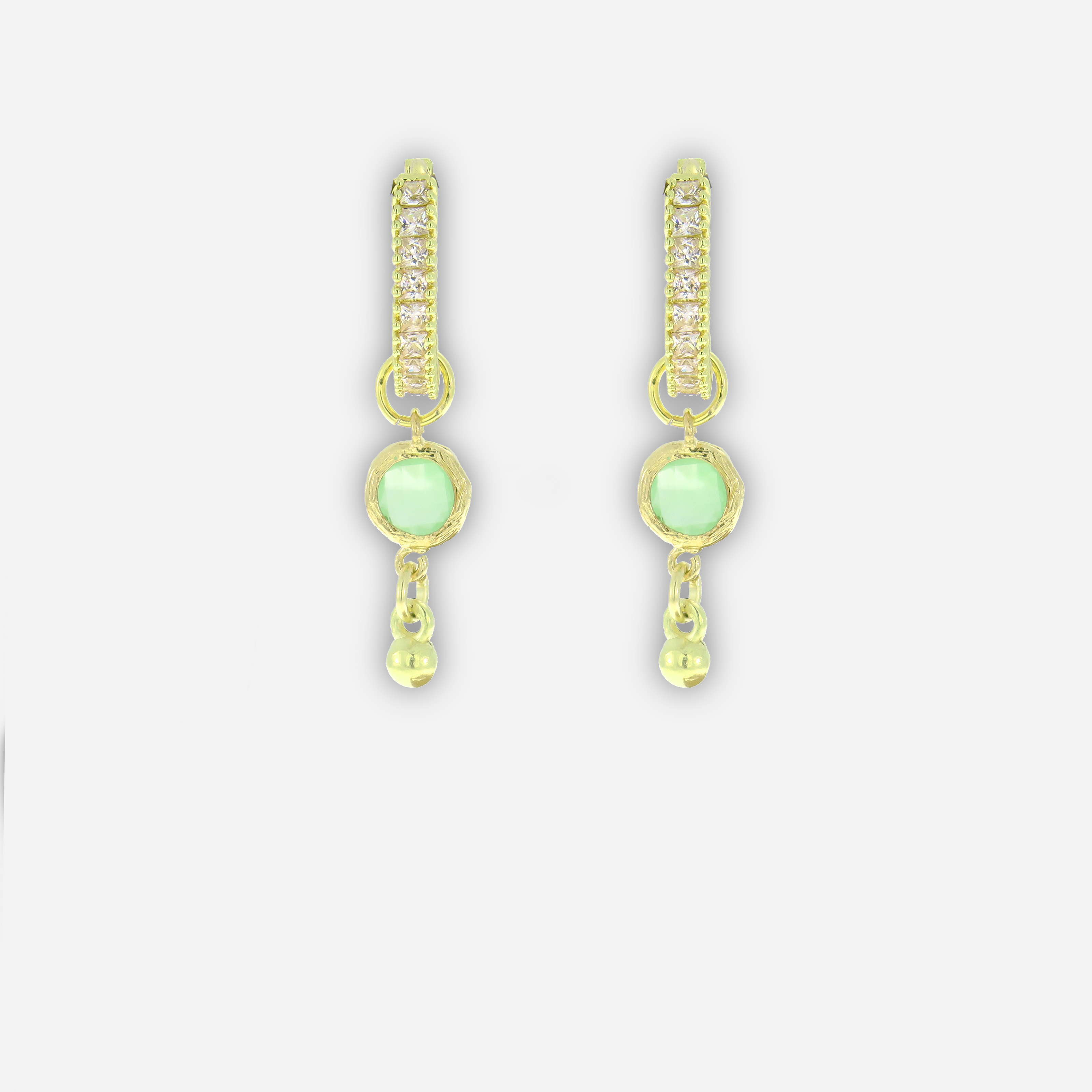 Helga hoop earrings with green zirconia pendants