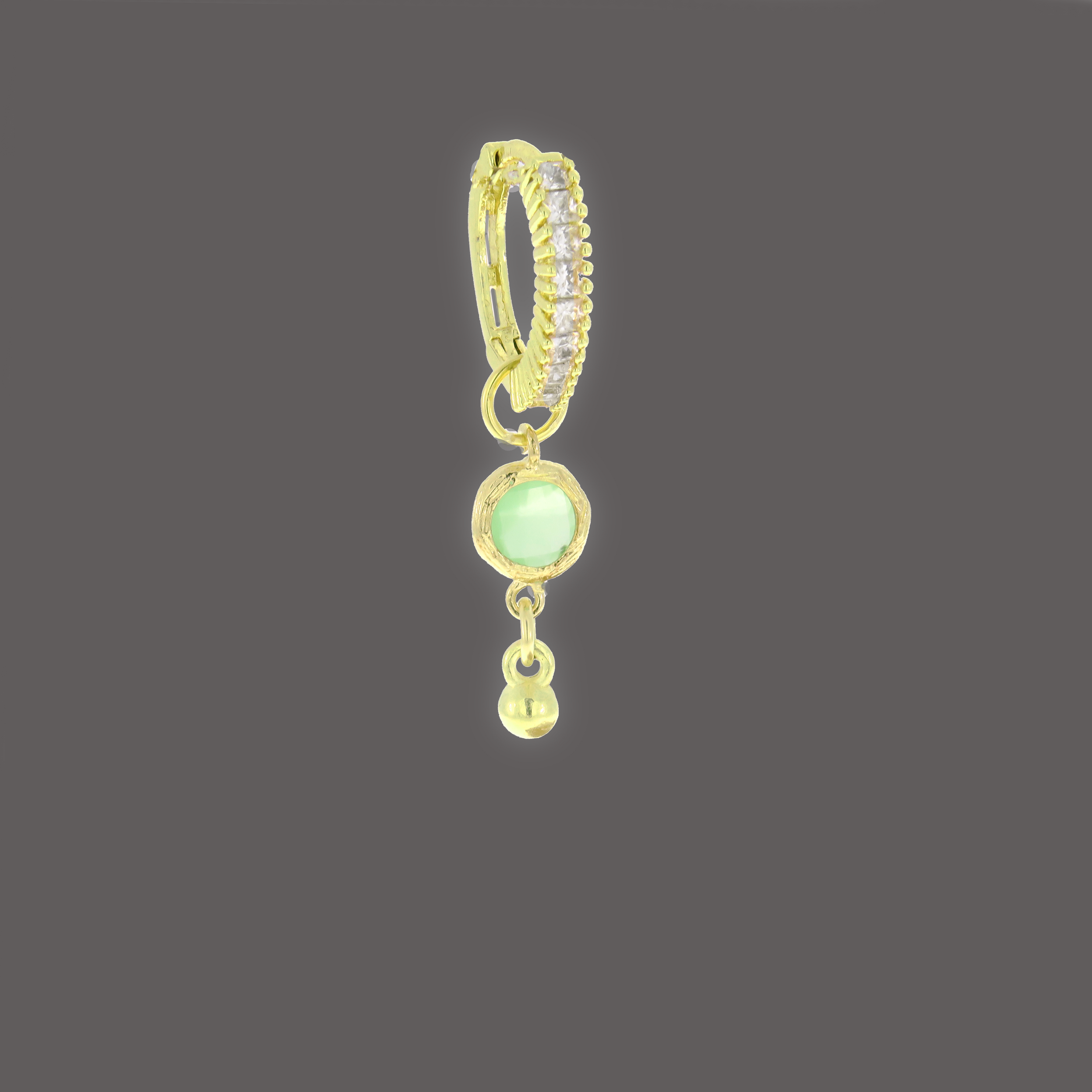 Helga hoop earrings with green zirconia pendants