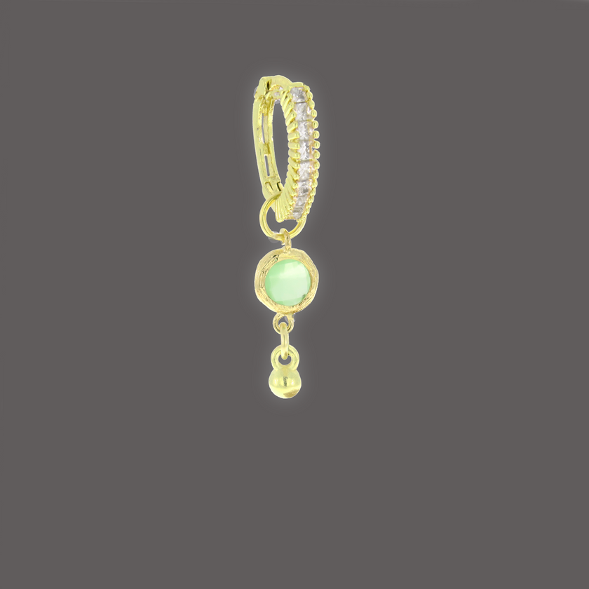 Helga hoop earrings with green zirconia pendants