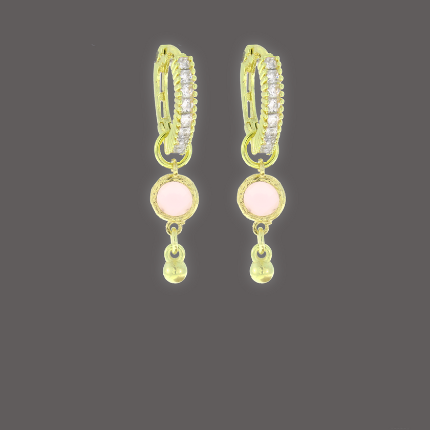 Helena עגילי חישוק עם צ'ארמים זירקוניה ורודה